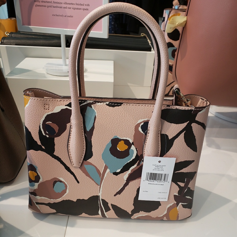 KATE SPADE SMALL TOP ZIP SATCHEL EVA PAPER ROSE - Picture 2 of 4